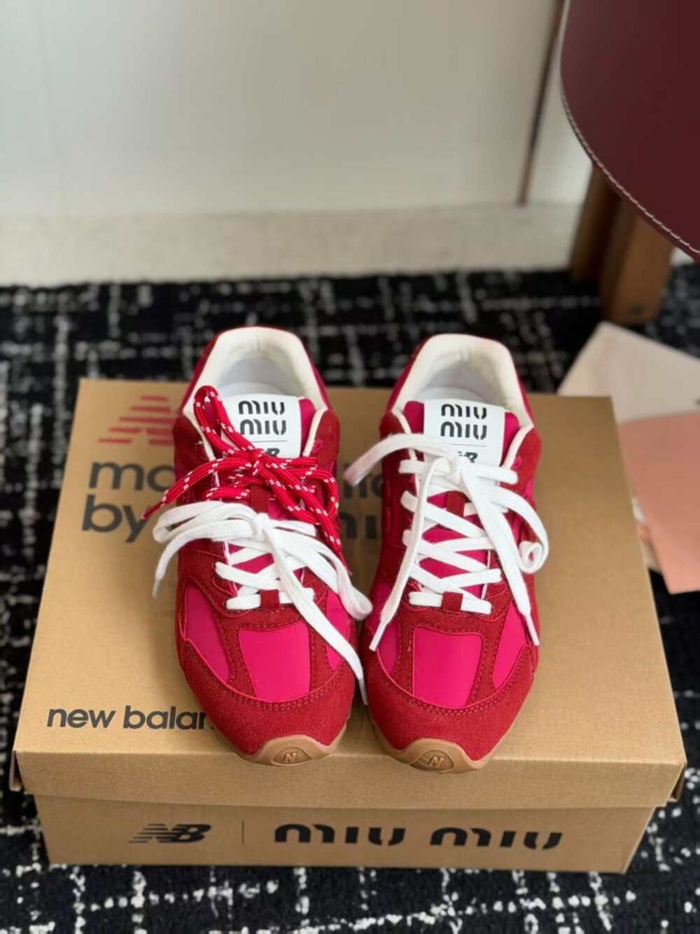 Miu Miu x New Balance Red Retro Dual Lace Sneakers